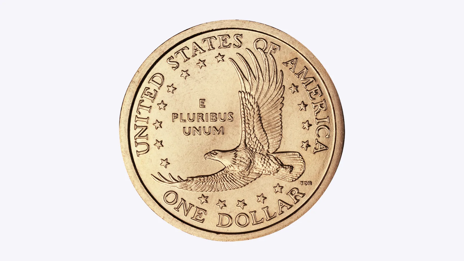 Reverse of a Sacagawea dollar showing the soaring eagle